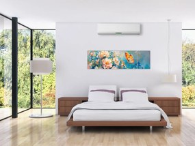 Obraz - Motyl i kwiaty, obraz olejny II. (170x50 cm)