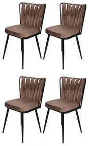 Zestaw krzeseł do jadalni Kusakli Light Brown and Black, 4 szt., 4 szt.