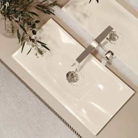 Umywalka wpuszczana w blat biała błyszcząca z konglomeratu bez otworu na baterię OTSE | Różne rozmiary : Kolor - Beż połysk, Rozmiar - 50 x 38 cm