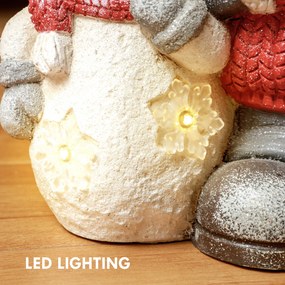 HOMCOM Elf z bałwanem, ogrodowa figurka, 4 diody LED, na baterie, 25 x 18 x 45,5 cm