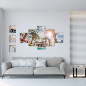 Obraz - palmy z basenem (125x70 cm)