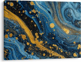 Obraz - Niebieska abstrakcja ze złotem (70x50 cm)