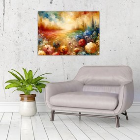 Obraz na szkle - Kolorowa łąka (70x50 cm)