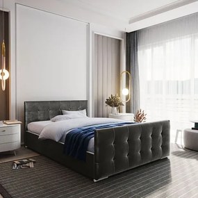Ciemnoszare welurowe łóżko z pojemnikiem 5 rozmiarów B5-F51