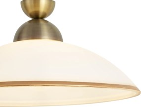 Klasyczna lampa wisząca brązowa z opalowym szkłem - Katarina