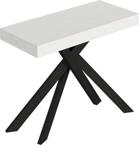 Rozkładany stół konsolowy 90x40/196 cm Saki Small biały jesion nogi antracyt