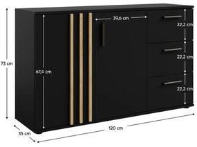 Komoda TOLIS 2D3S, czarna