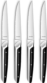 Zestaw 4 noży do steku Emperor Amefa - Styl wysokiej jakości, ząbkowane ostrze, dwukolorowa rękojeść z ABS i stali nierdzewnej