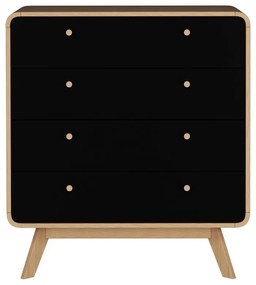 Czarno-naturalna wysoka komoda w dekorze dębu 80x88 cm Cassie – Støraa