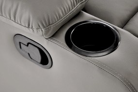 Fotel do salonu wypoczynkowy popielaty, rozkładany eco skóra PERUS