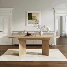 Rozkładany stół jadalny - 120/160 x 80 x 75,5 cm - dla 4-6 osób - prosty styl - płyta MDF - naturalny