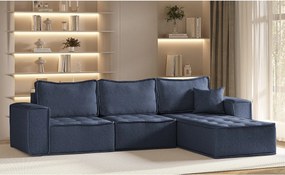 Narożnik w kształcie L Bohoo Maxi, tkanina Raven, Niebieski, Prawy