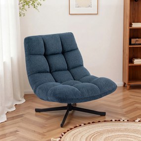 HOMCOM Obrotowy fotel akcentowy, nowoczesny fotel lounge bez podłokietników ze stalowymi nogami, granatowy | Aosom PL