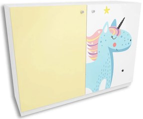 Biało-żółta komoda dziecięca z jednorożcem H8-Z67