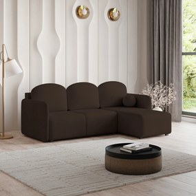 Masseno Narożnik SUVINO z funkcją spania i pojemnikiem na pościel Narozniki L, Rozkładana sofa - Brązowy, NEVE 28