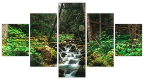 Obraz strumienia w lesie (125x70 cm)