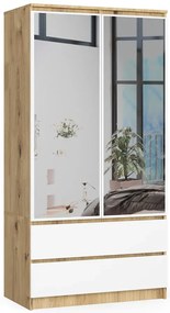 Skandynawska szafa z lustrem dąb artisan + biały - Scando