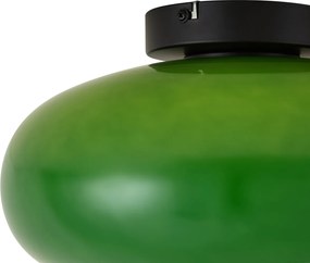 Lampa sufitowa retro czarna z zielonym szkłem 30cm - Glaze