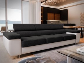 Masseno Sofa MOSINE z funkcją spania, Rozkładana sofa z regulowanymi zagłówkami - Czarny, SAWANA 14 + MADRYT 920