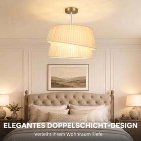 HOMCOM Elegancka lampa wisząca z podwójnym kloszem, regulowana wysokość, do salonu, biały | Aosom PL