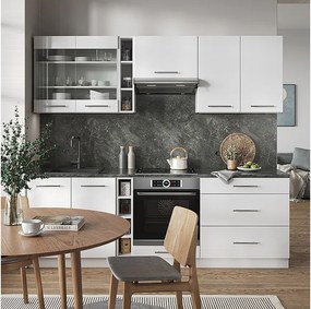 Aneks kuchenny biały wysoki połysk/biały 235x46x81.6 fame-line