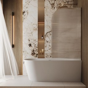 Parawan nawannowy półokrągły ARTE WELLE Moon Clear szkło transparentne ryflowane | Różne rozmiary : Kolor profili kabiny - chrom / srebrny, Rozmiar - 70x140 cm, Wersja - Prawa