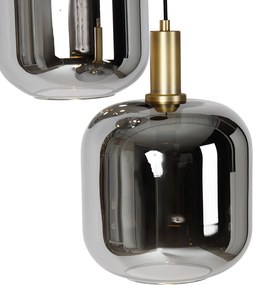 Lampa wisząca czarna ze złotem i dymionym szkłem w komplecie z 3 żarówkami PUCC - Zuzanna