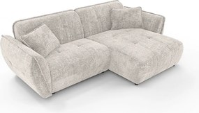Beżowy narożnik z tkaniny szenilowej (prawostronny/z szezlongiem) Nelia – Ropez