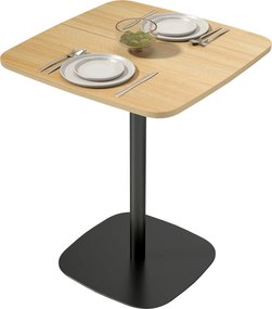 HOMCOM Mały stół jadalny, 60 cm, kwadratowy, blat z MDF, stalowa podstawa, do salonu, jadalni, kuchni, drewno naturalne+czarny | Aosom PL