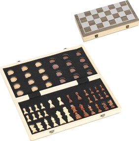 SPORTNOW Składany zestaw gier, szachy i warcaby, kompaktowa walizka, orzech włoski, akcesoria