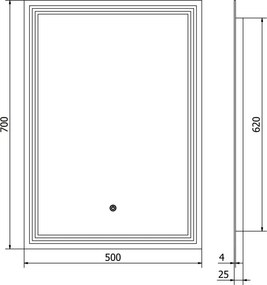 Mexen Taco lustro łazienkowe podświetlane 50 x 70 cm, LED 6000K, antypara - 9805-050-070-611-00