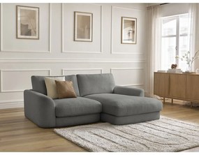 Ciemnoszary narożnik z materiału bouclé (prawostronny/z szezlongiem) Leonore – Bobochic Paris