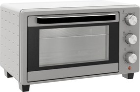 HOMCOM Minipiekarnik 21L, 3 Tryby Gotowania, 100°C-230°C, Ruszt &amp; Blacha, Stal Nierdzewna/Szkło, Srebrny