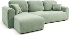 Stylowy narożnik rozkładany lewostronny BINGO L 245x148x87 cm w tkaninie Kronos 47 zielonej