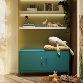 Szafka RTV metalowa na nóżkach morska Modern ROSA, 1150 x 595 x 400 mm