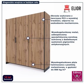 Szafa trzydrzwiowa do przechowywania dąb wotan + czarny C0-Z39