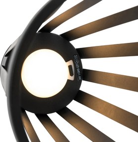 Zestaw 2 lamp stołowych zewnętrznych czarnych z diodą LED, ściemniacz 3-stopniowy, solarny i ładowalny - Penny