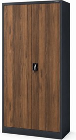 Dwudrzwiowa szafa aktowa z sejfem Eco Design Tomasz, 90x45x185 cm, antracyt/orzech