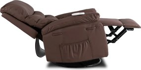 Fotel Masujący BRUCE Rozkładany Brązowy Ekoskóra Nowoczesny
