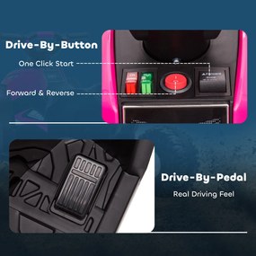 HOMCOM Elektryczny Quad dla Dzieci, 3-6 km/h, Światła/Muzyka, dla 3-5 Latków, do 25kg, Różowy/Czarny