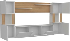 Ściana telewizyjna Lore White and Teak