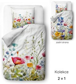 Pościel jednoosobowa z satyny bawełnianej 140x200 cm Watercolour Flowers – Butter Kings