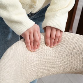 HOMCOM Krzesło do jadalni, styl lniany, zakrzywione oparcie, nogi z drewna, Beżowe