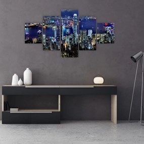 Obraz drapaczy chmur w nocy (125x70 cm)