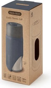 Ciemnoszary szklany kubek podróżny 340 ml – Black + Blum