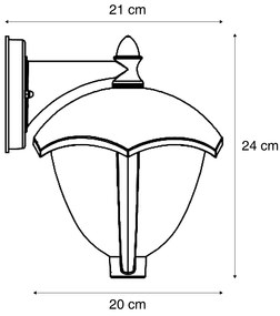 Zewnetrzna Inteligentna zewnętrzna lampa ścienna czarna z przezroczystym szkłem, w tym LED IP54 - Classica klasyczny/Antyczny Oswietlenie zewnetrzne