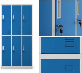 Szafa szkolna 6-skrytkowa Igor 90x45x185 cm szary/niebieski