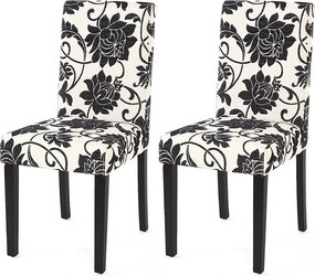 Krzesło do jadalni Littau (zestaw 2 sztuk), tkanina, żakard, ciemne nogi