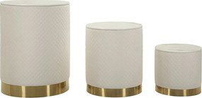 Zestaw 3 Pufami VKH770, Beżowy, 60x60x80 cm, Kendra Home