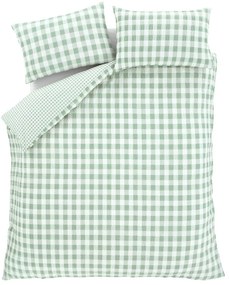 Zielona pościel dwuosobowa z kory 230x220 cm Seersucker Gingham Check – Catherine Lansfield